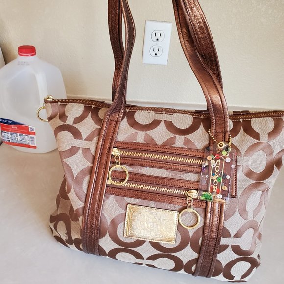 Vintage Coach Poppy Op Art Signature C's Tote Bag Purse c - Picture 2 of 14